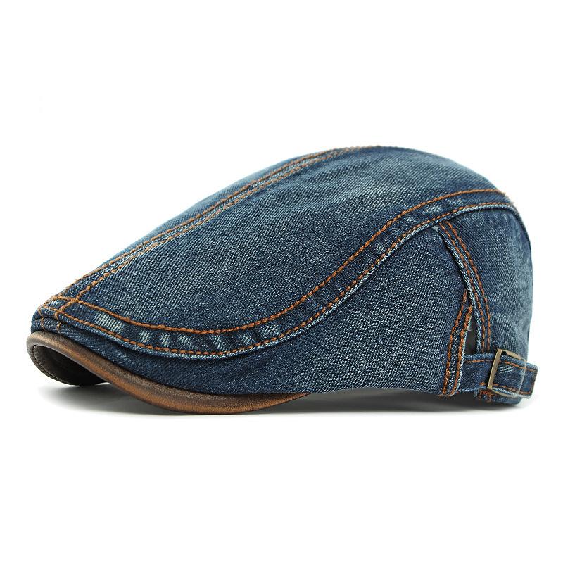Gewassen Denim Baret Vintage Britse Pet Unisex Retro Casual Voorwaarts Hoed Voor Mannen Vrouwen Dagelijkse Straatmode Matching Hoofddeksel gray
