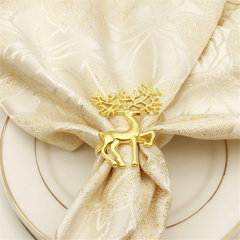 Wedding Supplies Kitchen & Bar Party Dinner Laser Cut Wood Deer Elk Napkin Ring Happy New Year Christmas Napkin Holder
