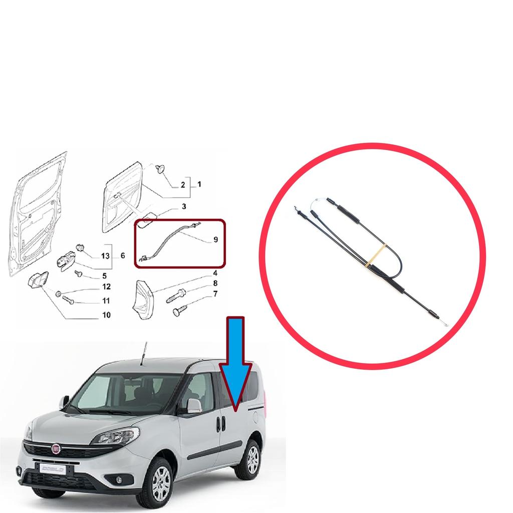 EDP1601 Left Side Sliding Door Outer Lock Release Cable for Fiat Doblo MK2 263 Opel Combo 51892698