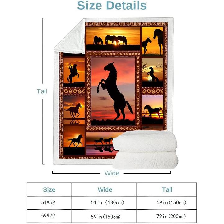 Animal Print Horse Blanket - Soft, Cozy Fleece Throw (50" X 60") for Couch, Bed, TV - Horse Lover