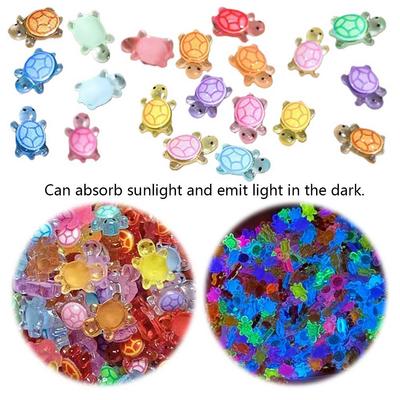 100Pcs Mini Resin Turtles Night Glow Turtle Figurines Realistic Tiny Turtles Acrylic Small Animals Figures for Micro Landscaping