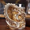 Dragon Cup Embossed Chinese Metal Drinkware Fun Coffee Mugs Tea Cup Table Decor for Hot Cold Tea Milk Water Juice Beverage Desk