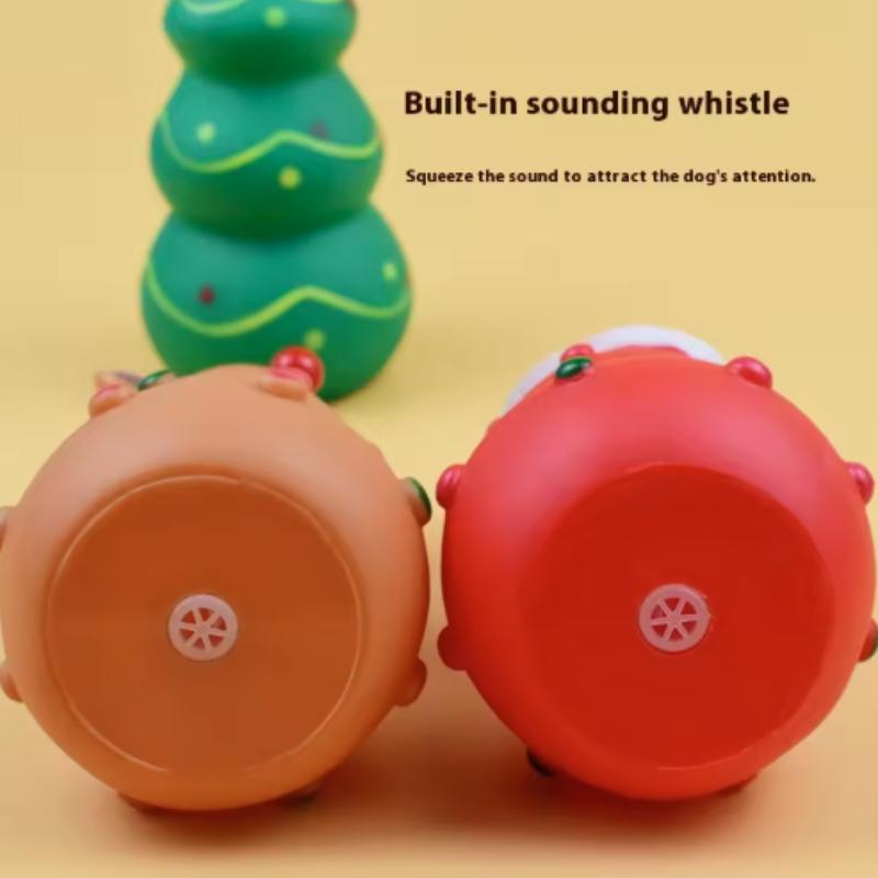 Christmas Durable Squeaky Dog Chew Toys-Teeth Cleaning Toys for Small Medium Large Dogs - Puppy Teething Toys