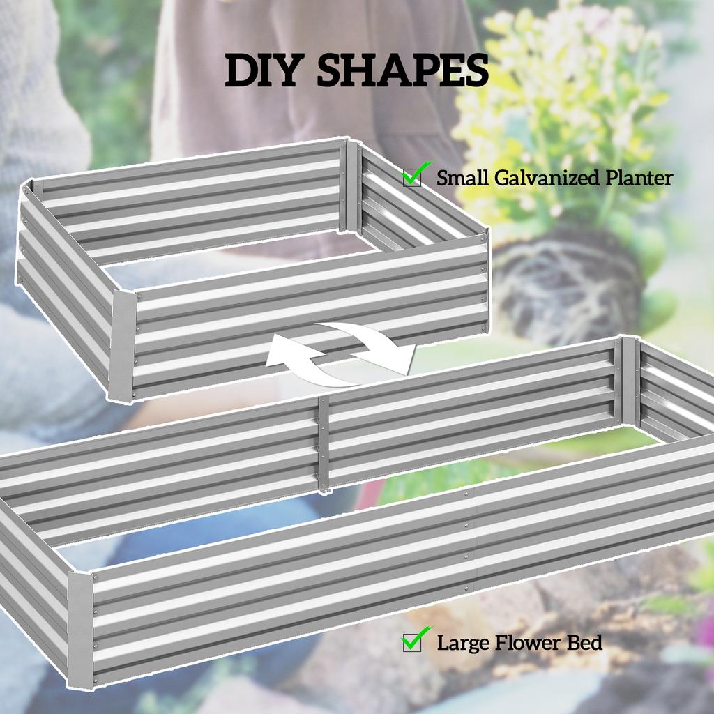 Metal Raised Garden Bed Planter Box Outdoor Planters for Growing Flowers, Herbs, Green, Silver