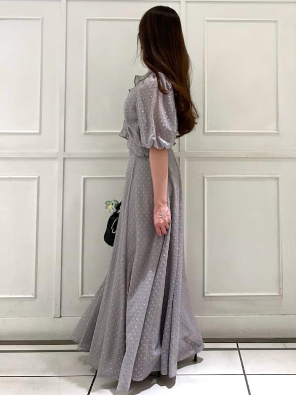 Snidel Jacquard Puff Cropped Blouse SWFB252007 GRY Women's