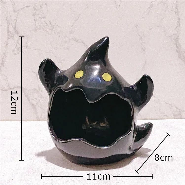 

Funny Cartoon Ghost Ceramic Candle Holder Halloween Ghost Candlestick Desk Decoration Wax Melt Burner Home Aroma Container