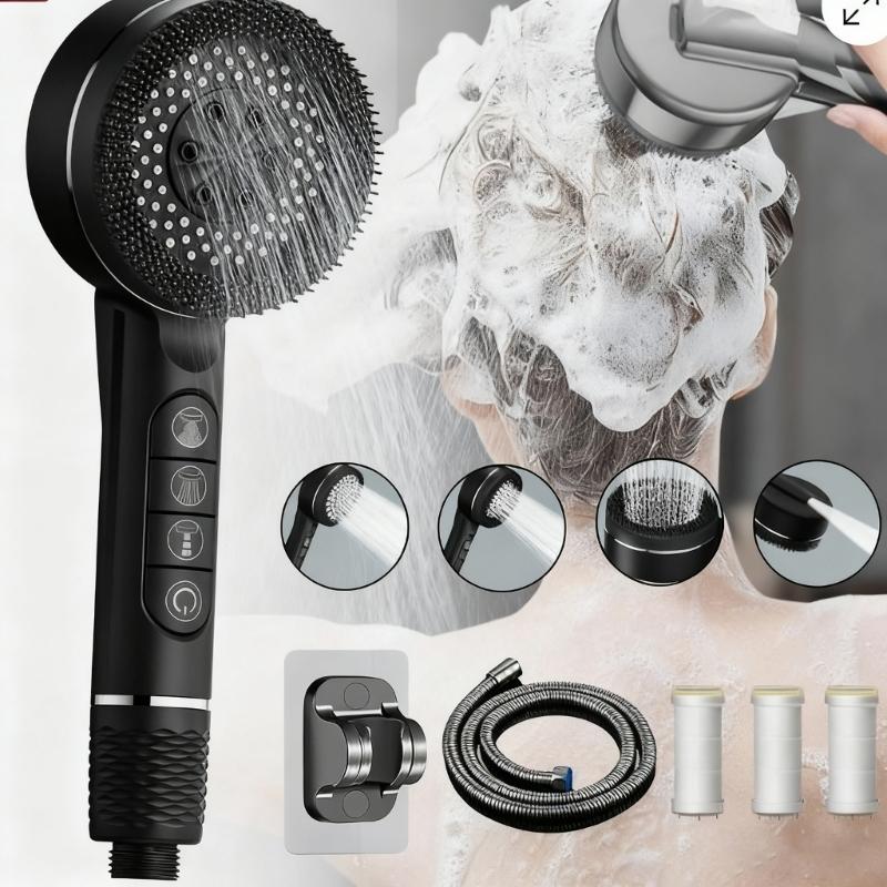 Water Saving High Pressure Filter Shower Head 4 Sprays Setting Massage Hand Showerhead For Enhanced Bath Experience