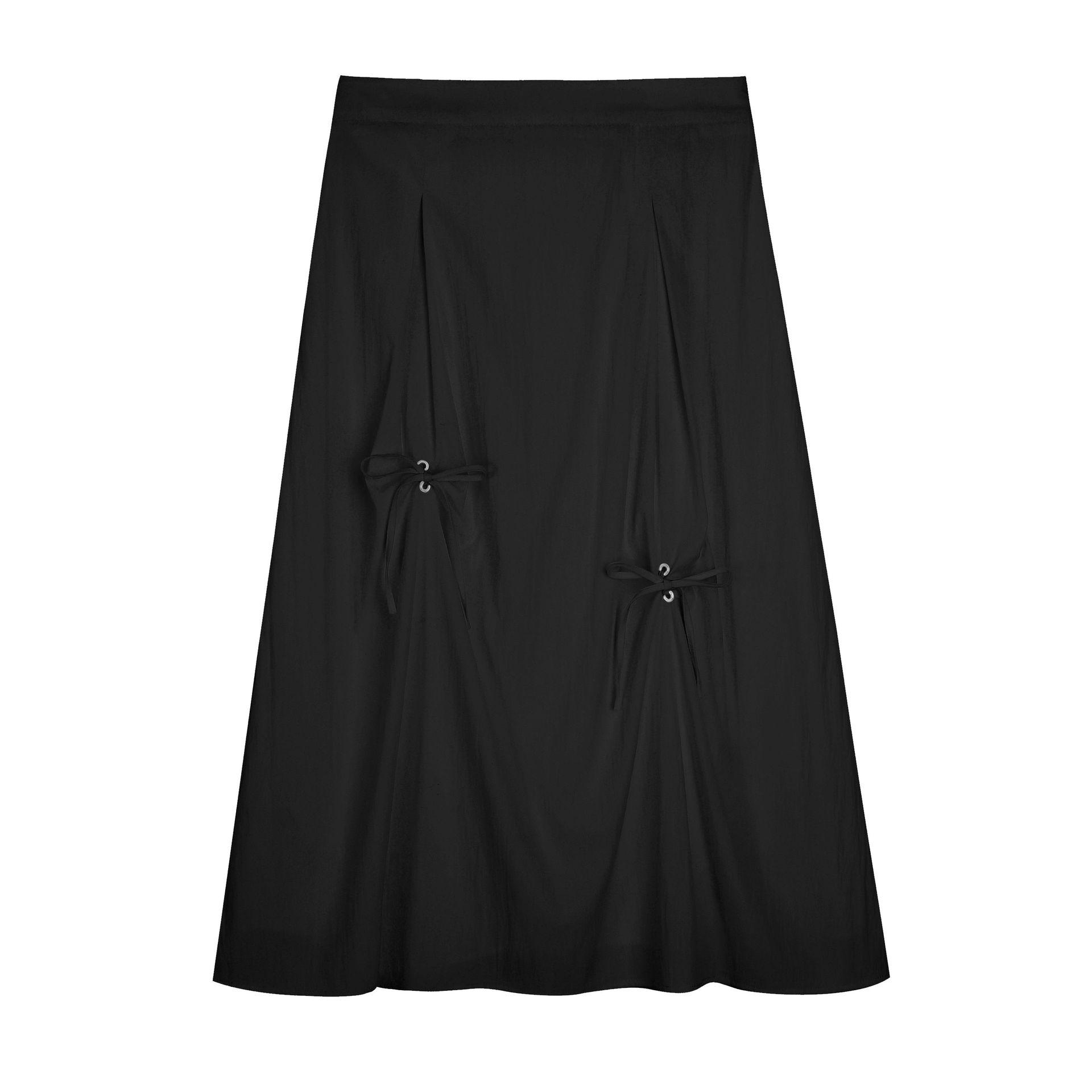 

Summer High-Waisted Bow Tie Lace-Up Plus Size Versatile Skirt 3XL (Recommended 160-180 jin) чёрный
