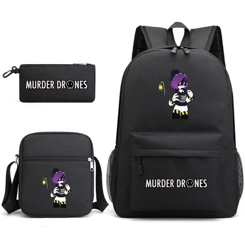 Murder Drones Themed 3-Piece School Set: Backpack Shoulder Bag Pencil Case Teens