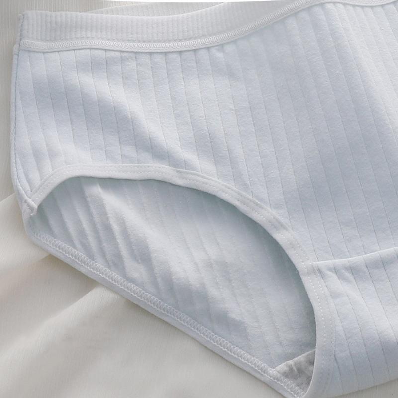 Women's Low Waist Vertical Striped Cotton Panties Simple Comfortable Briefs Four Seasons Wearable Underwear EMA