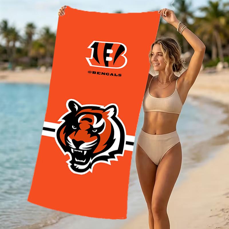 Beach Towel with Cincinnati Bengals LOGO Pattern - Soft,absorbent,machine Washable Lightweight&Modern,swimming,Travel Essentials