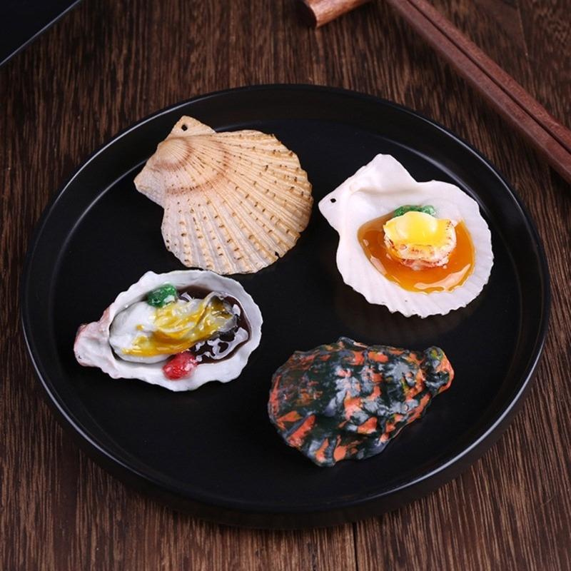 Artificial Grilled Oysters Model Simulation Grilled Scallops Model Realistic Roasted Oysters Fake Seafood Display Props