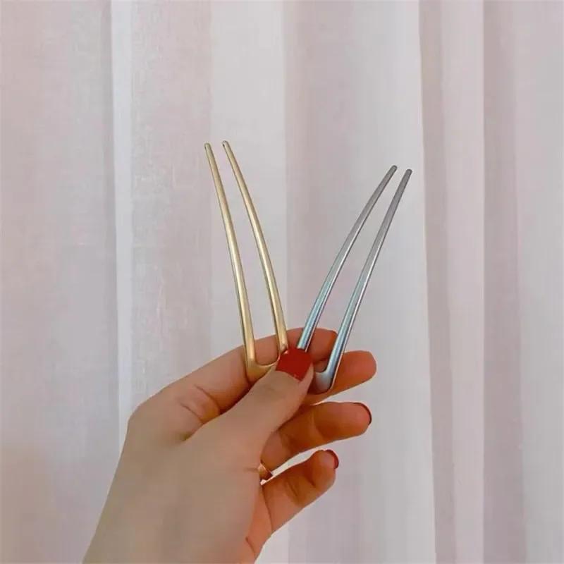 U-shaped Hairpin Fashionable Simple Metal Bun Hair Accessory Exquisite Elegant and Modern High-end Hairpin Hair Accessory New