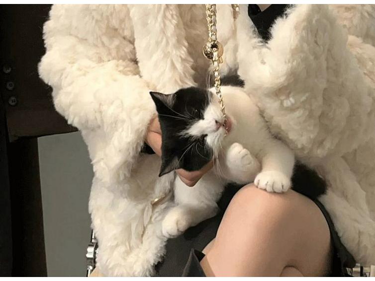 Women's Petite Chenille Angora Fur Coat - Winter 2025 Collection: Loose Fit, Plus Cotton, Stylish and Soft