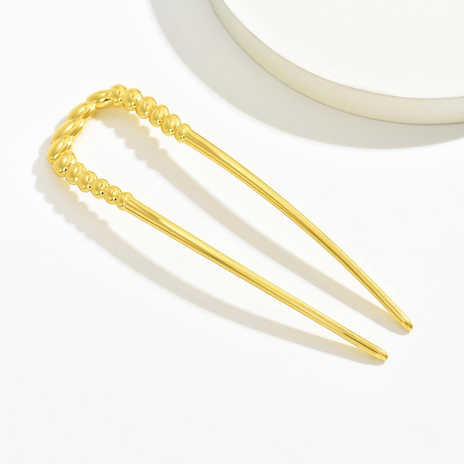 

Twisted Double Prong U Shape Hair Pins Metal Hair Sticks for Women Vintage Style Hair Accessories Bun Updo Styling золотой