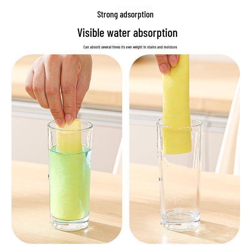 Yellow Absorbent Loofah Dishcloth - Thickened, Heat-Resistant, Reusable Kitchen Dishwashing Cloth