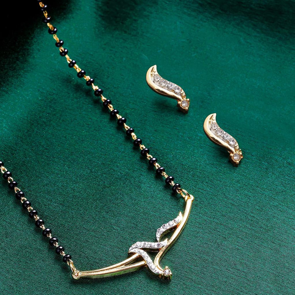 Комплект изысканного позолоченного колье Mangalsutra для женщин Estele с австрийскими кристаллами