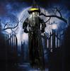 Voice-Activated Light-Up Witch Halloween Decoration - Sound & Motion Hanging Ghost Prop.