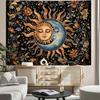 Sun and Moon Wall Tapestry Celestial Boho Decor Floral Night Sky Pattern Astrology Theme Home Decoration Dreamy Cosmic Design