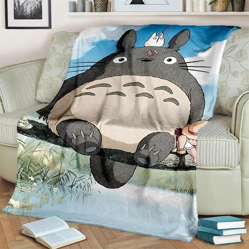 My Neighbor T-Totoro Anime Cartoon Blanket,Soft Throw Blanket for Home Bedroom Bed Sofa Picnic Travel Office Cover Blanket Kids