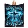 Blue Electric Cross with Inspiring Quote.Flannel Blanket for Bedroom, Living Room, Sofa, and Nap