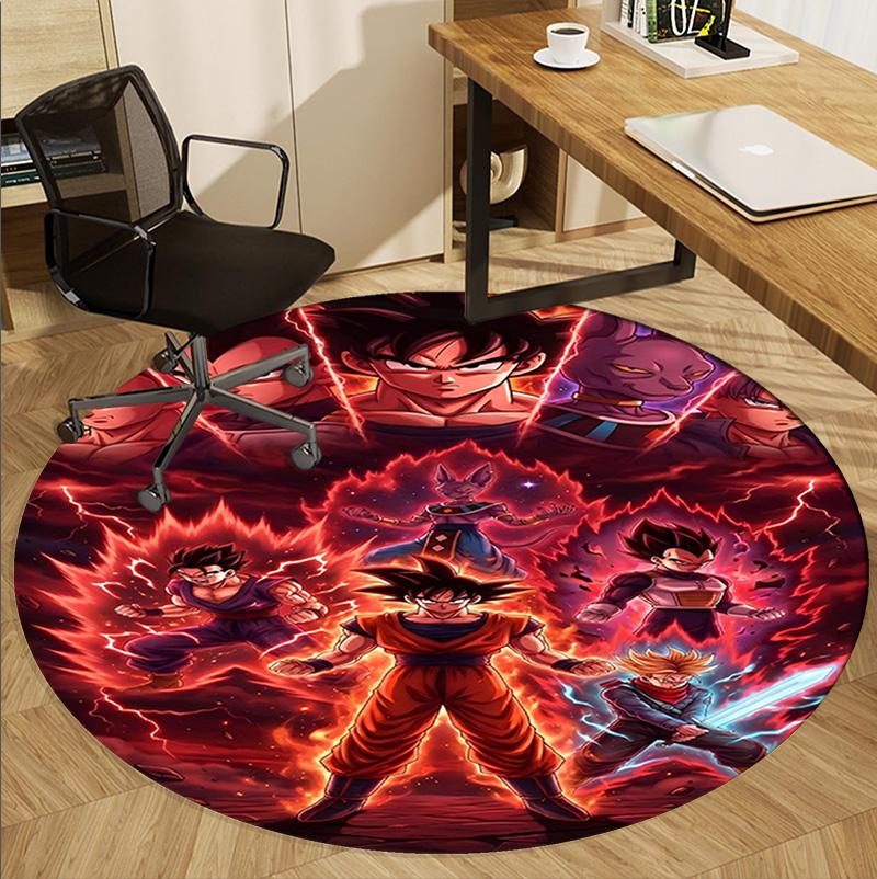 Dragon Ball Pattern Round Rug, Indoor/Outdoor Mat, for Picnic, Gameroom, Bedroom, Office, Living Room, Home Decor Carpet, Birthday Gift