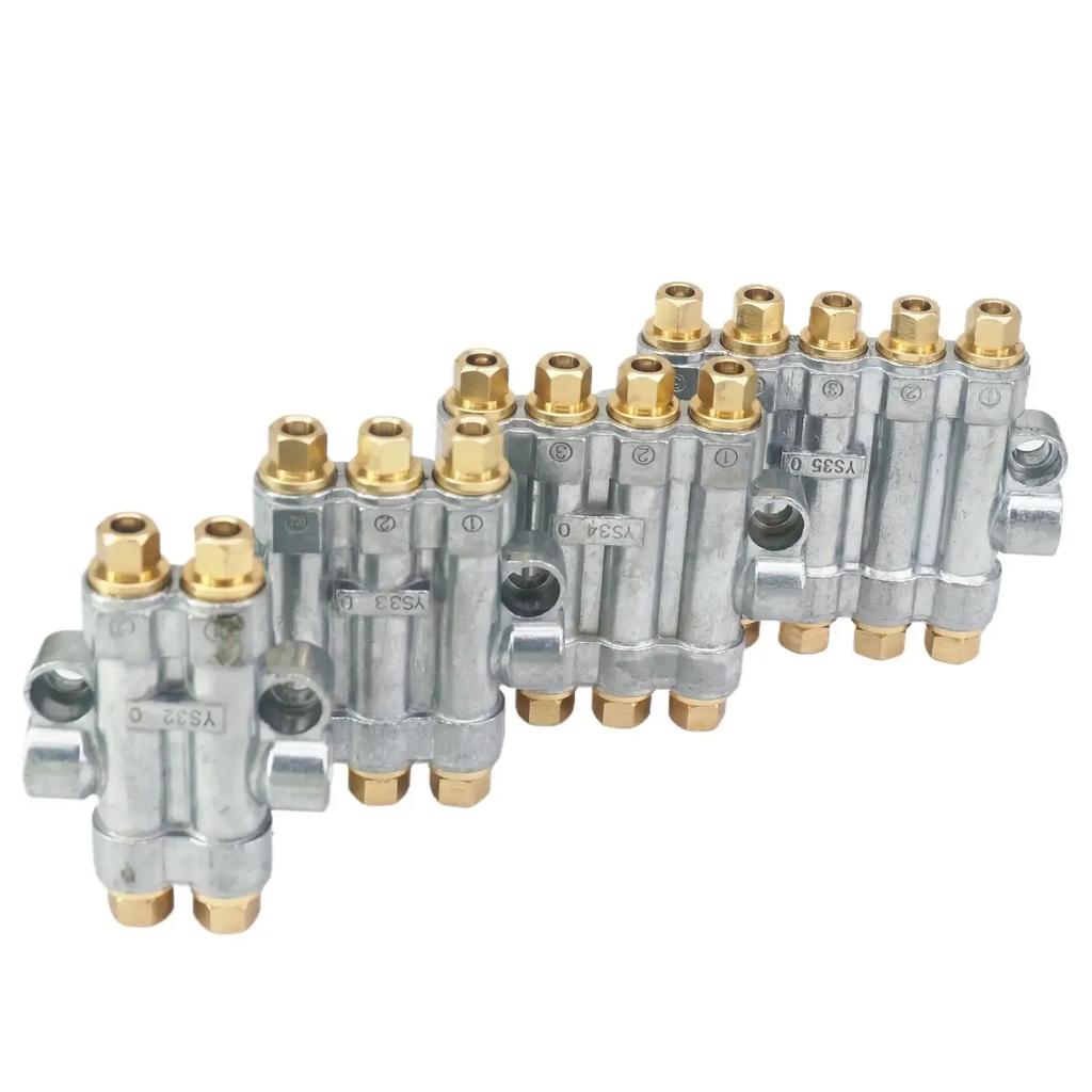 In M8x1 Out M10x1 Aluminum Body Brass Fitting Lube Oil Piston Distributor Value Manifold Block For Lubrication
