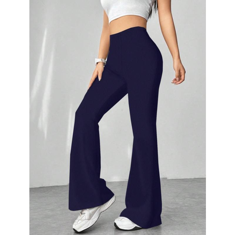 DAFIFY Women's Fashion Casual Solid Color Print High Waist Trousers Pants & Capris