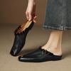 Mode 2025 Sommer Modestil Echtes Leder Peeptoe Pantoletten Damen Niedrige Dicke Absätze Freizeit Mules Damen Geschlossene Zehen Damen Sandalen