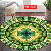 1pc Four Leaf Clover Lucky Pattern Round Doormat Flannel Festive Floor Mat St Patricks Day Decor