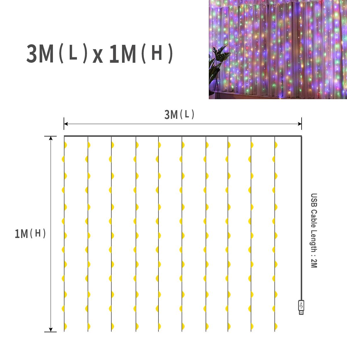 

Світлодіодні різдвяні гірлянди. Казкові вогні. Струнні вогні. Для штор/дому/оздоблення спальні. Зовнішнє освітлення. Святкові вогні. 3x1M-USB різнокольоровий