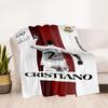 Ronaldo's Powerful Football Legend Cr7 Blanket Comfortable Perfect for Chair Sofa Office Four Seasons Multipurpose Digital Print
