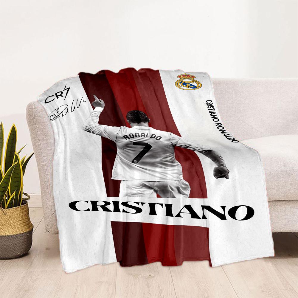 Ronaldo's Powerful Football Legend Cr7 Blanket Comfortable Perfect for Chair Sofa Office Four Seasons Multipurpose Digital Print