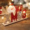 Wood Letter Ornament Wooden Christmas Table Sign, XMAS SNOW NOEL Tabletop Sign with Noel Base, Hollow Centerpiece for Xmas Party Decor Festive Signs