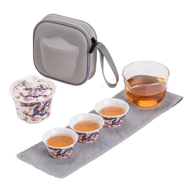 SUSHI CERAMICS Dragon Pattern Travel Tea Set