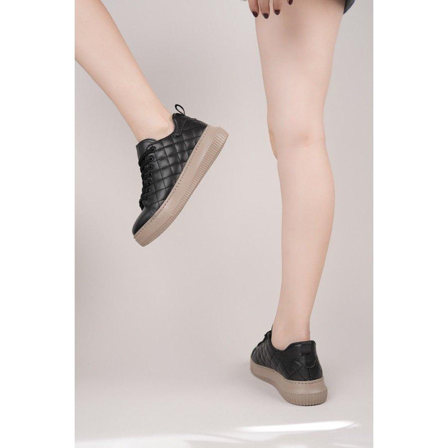 Damen-Sneaker aus echtem Leder mit dicker Sohle