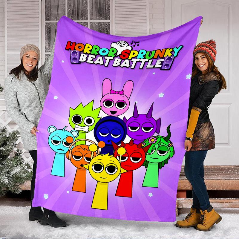 1pc SPRUNKI3 Theme Blanket - Digital Print, Polyester, Cozy for All Seasons, Perfect for Outdoor, Camping, and Travel