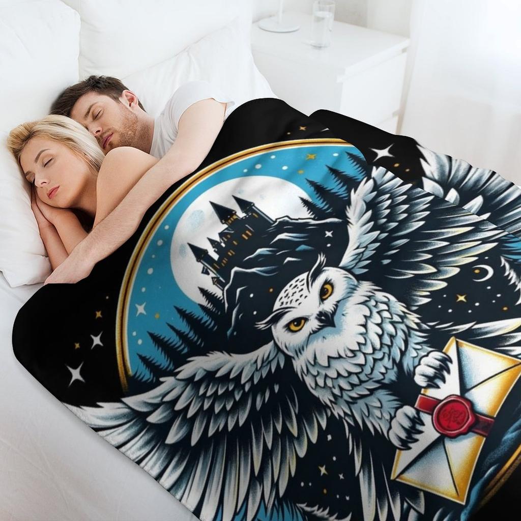 An Owl Messenger In a Mystical Night - Fantasy Throw Blanket Breathable Lightweight Blanket for Adults Kids