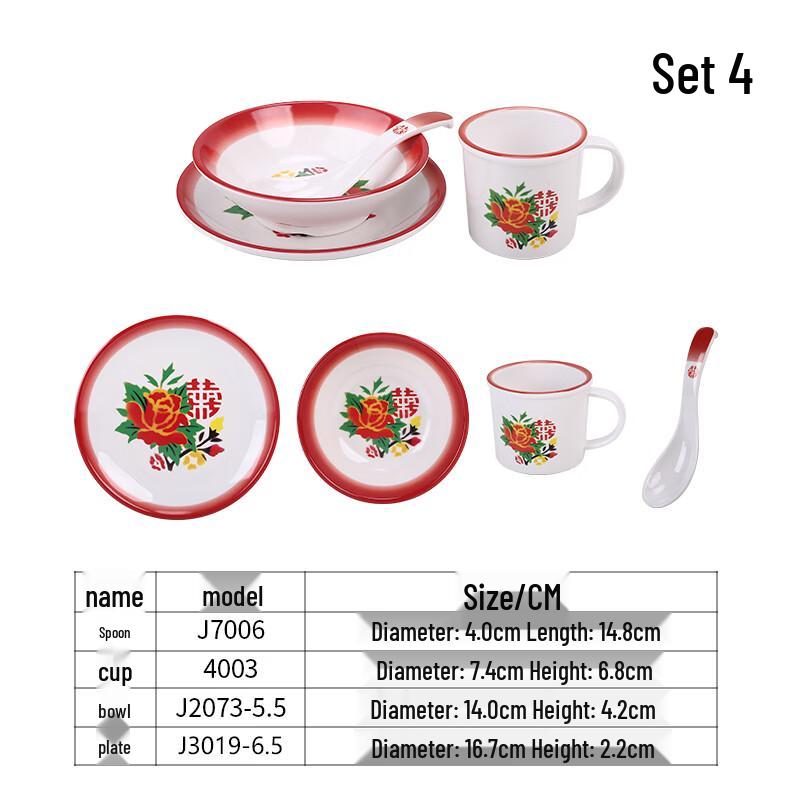 Qianxing Retro Chinese Melamine Hotpot Dinnerware Set