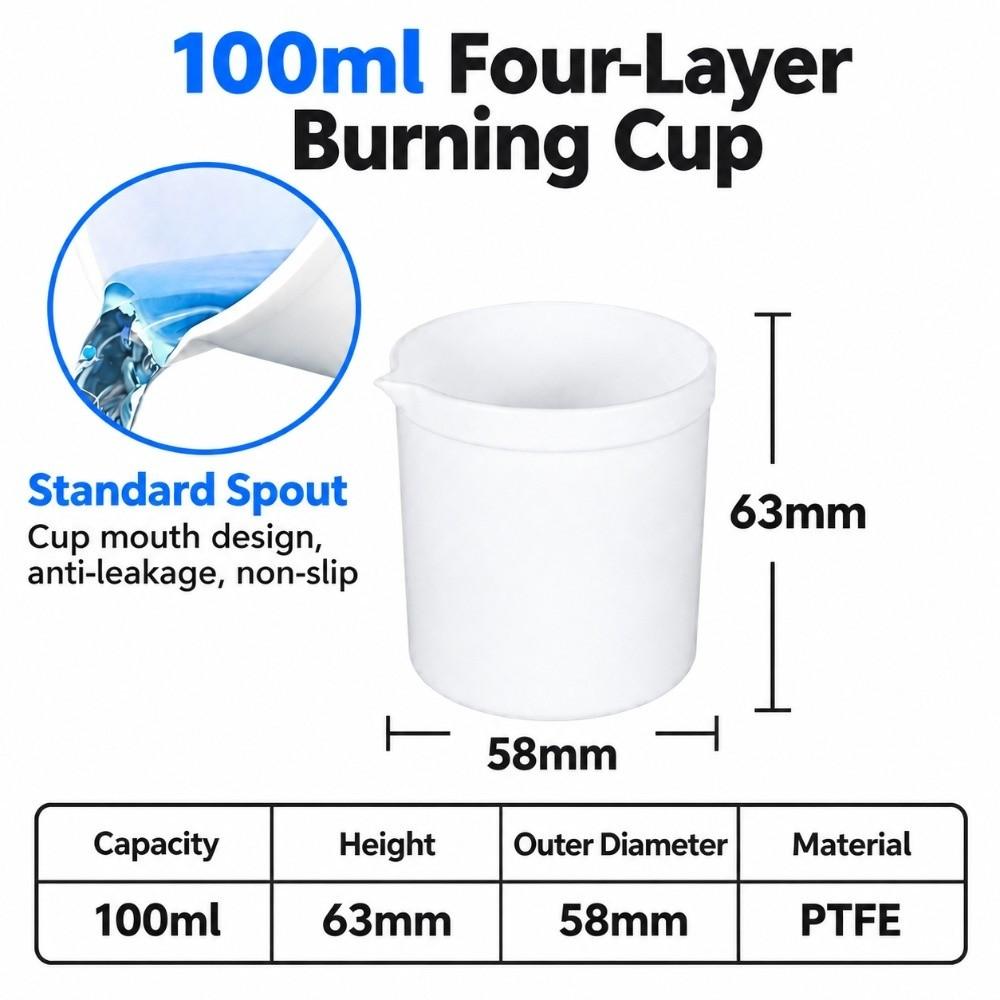 50,100ml Non Stick Teflon Beaker White 50,100Ml Ptfe Beaker Ptfe Cup Laboratory Testing