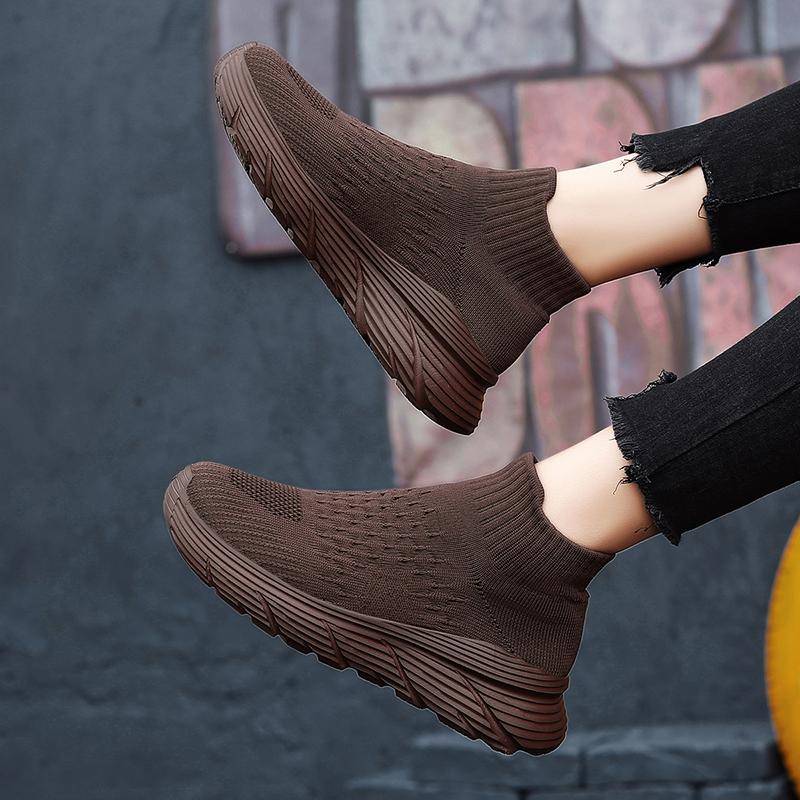 Breathable Men's/Women's Running Shoes Flying-Knit Elastic Socks Shoes Outdoor Fitness Sneakers