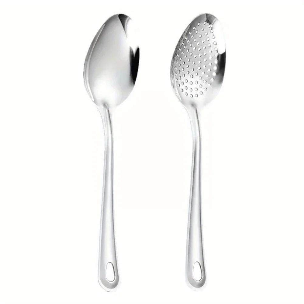 1PC Stainless Steel Strainer Spoon Kitchen Colander Spoon Spoon Filter Strainer Food ScoopPerforated Skimmer Colander
