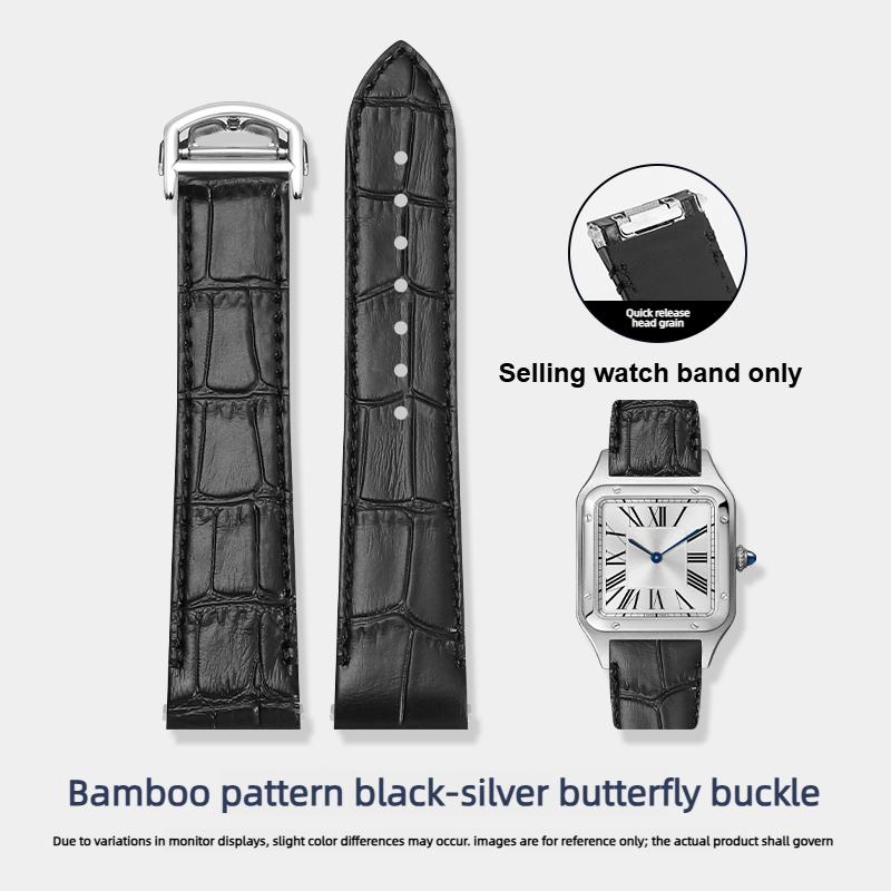 Quick-Release Cow Leather watchband For Cartier Santos  WSSA0009 WSSA0029 Men women replacement watch strap 19mm 21mm Black blue