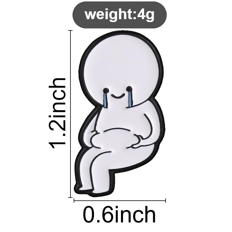 Xiaomi Squeezing Belly Smiling Crying Stick Figure Enamel Pin Humor Figure Hands On Belly Fat Teardrop Face Brooch Badge Jewelry Gifts