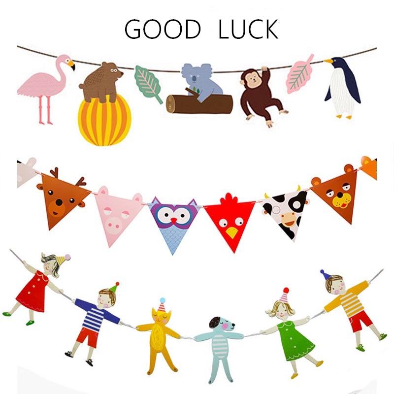 Cartoon Animal Bunting: Classroom Decoration for Kids  Birthday Party Gold Mirror Star Garland