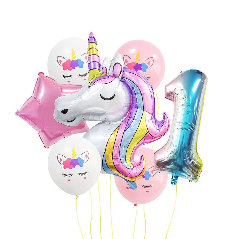 

Colorful Unicorn Gradient Rainbow Foil Balloon Set