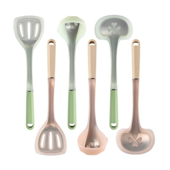 Silicone Cooking Utensils for Non-Stick Pot High Heat Resistant Spatula/Spoon/Turner with Stainless Steel Core for Pancake Eggs Fish