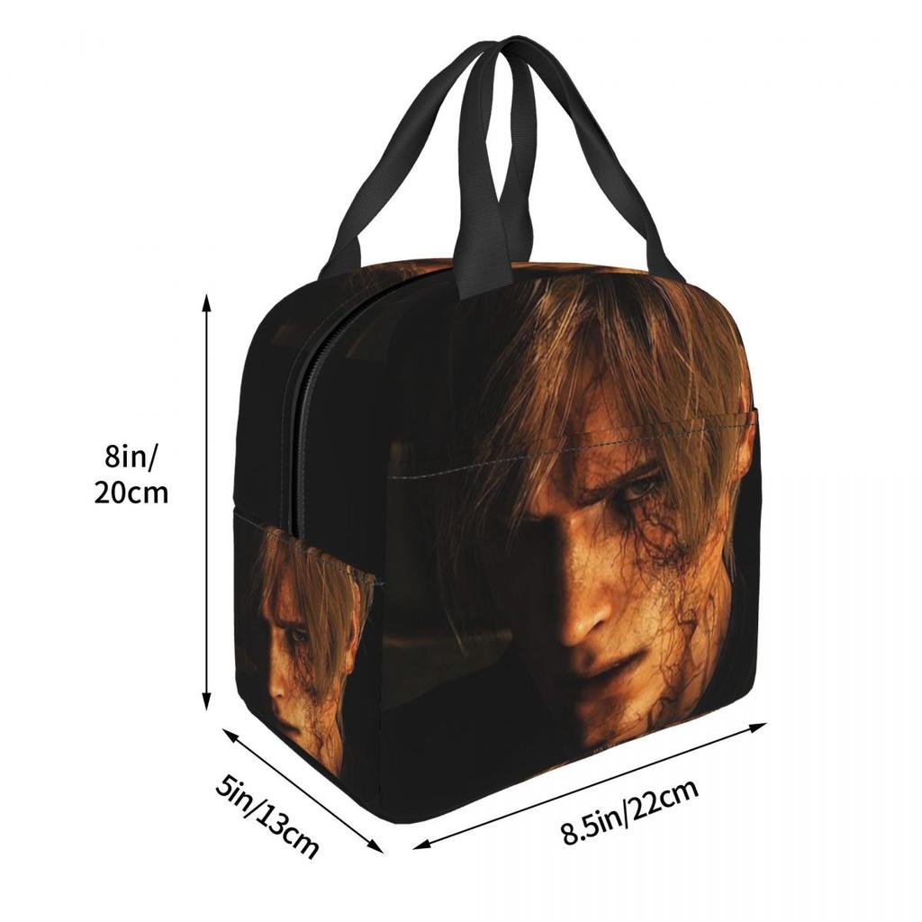 Resident Evils Leon Kennedy Game Insulated Lunch Bag for Women Kids Portable Food Boxes Thermal Lunch Box Tote