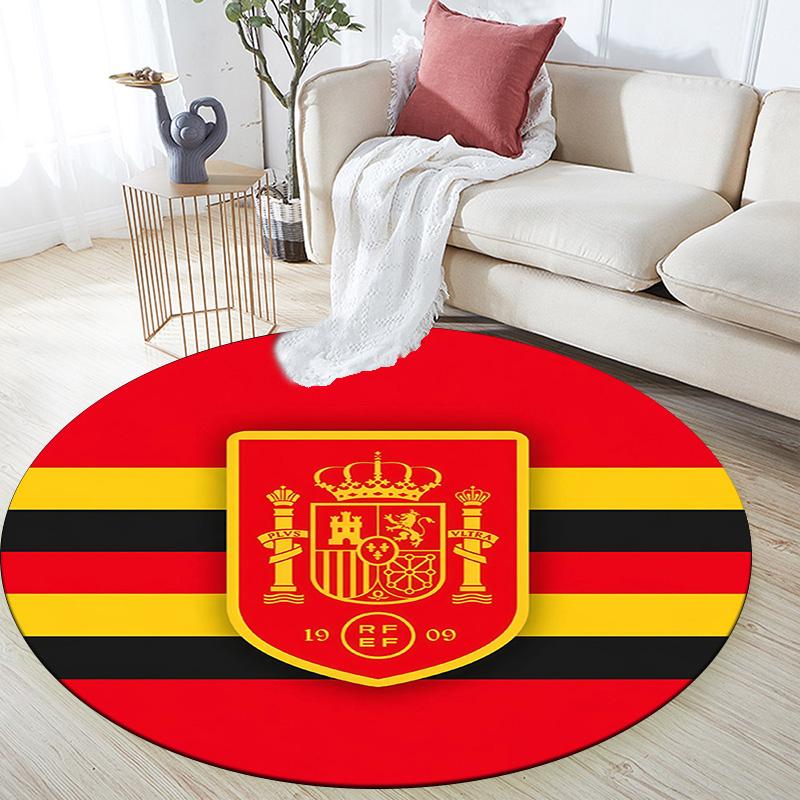 Spain National Football Team2 Round Area Rug,Carpet Rug for Living Room Bedroom Sofa Playroom Decor,Non-slip Floor Mat