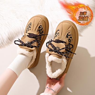 Fashion CRLAYDK Winter Warm Suede Platform Shoes Leopard Fashion Fur Lining Snow Fleece Loafers Slip On Sneakers Outdoor Booties